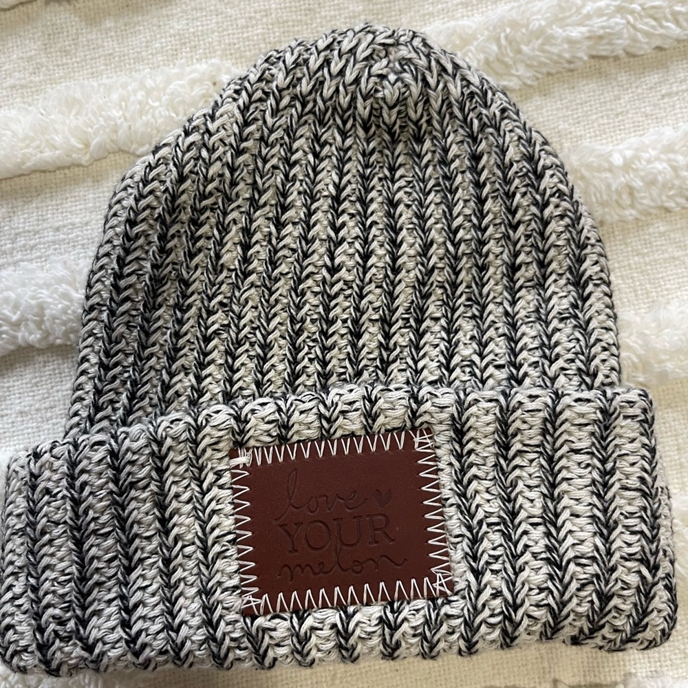Love Your Melon Black And White Knit Beanie